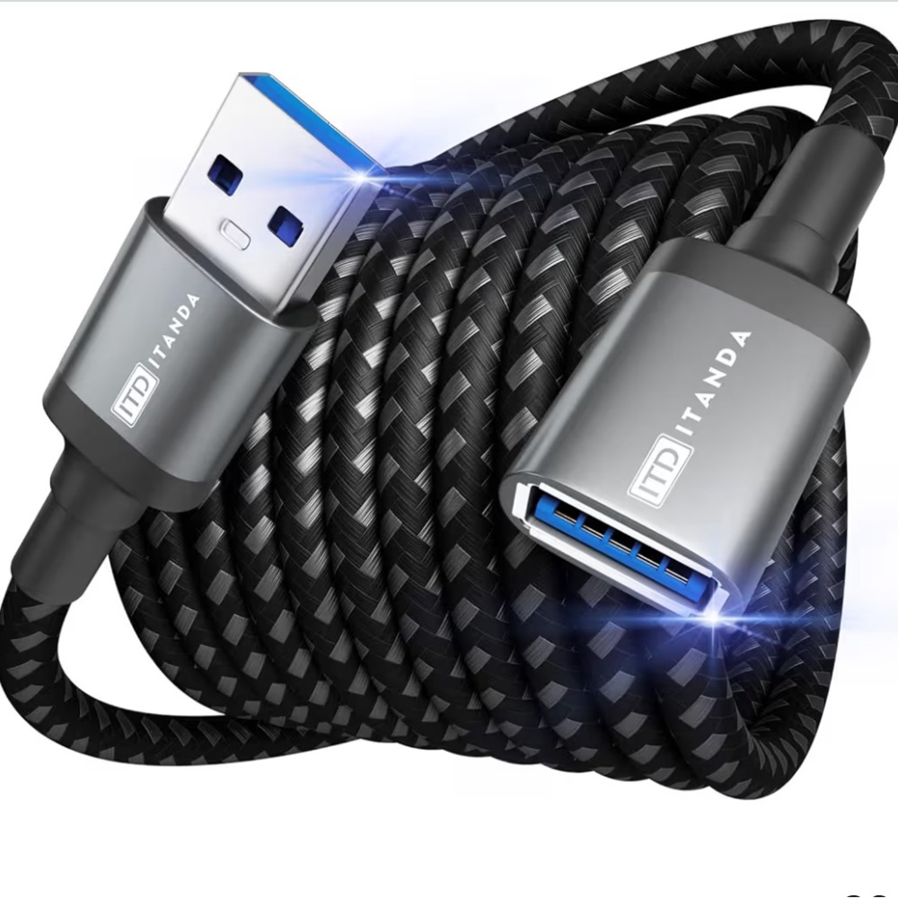 Black USB Extension Cable